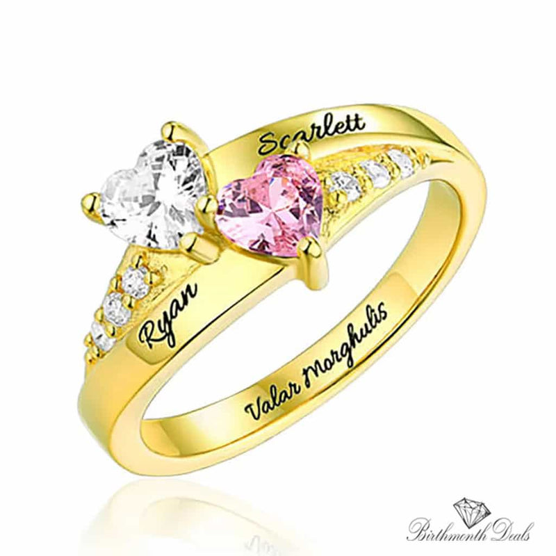 Double Heart Birthstone Ring - Birthmonth Deals