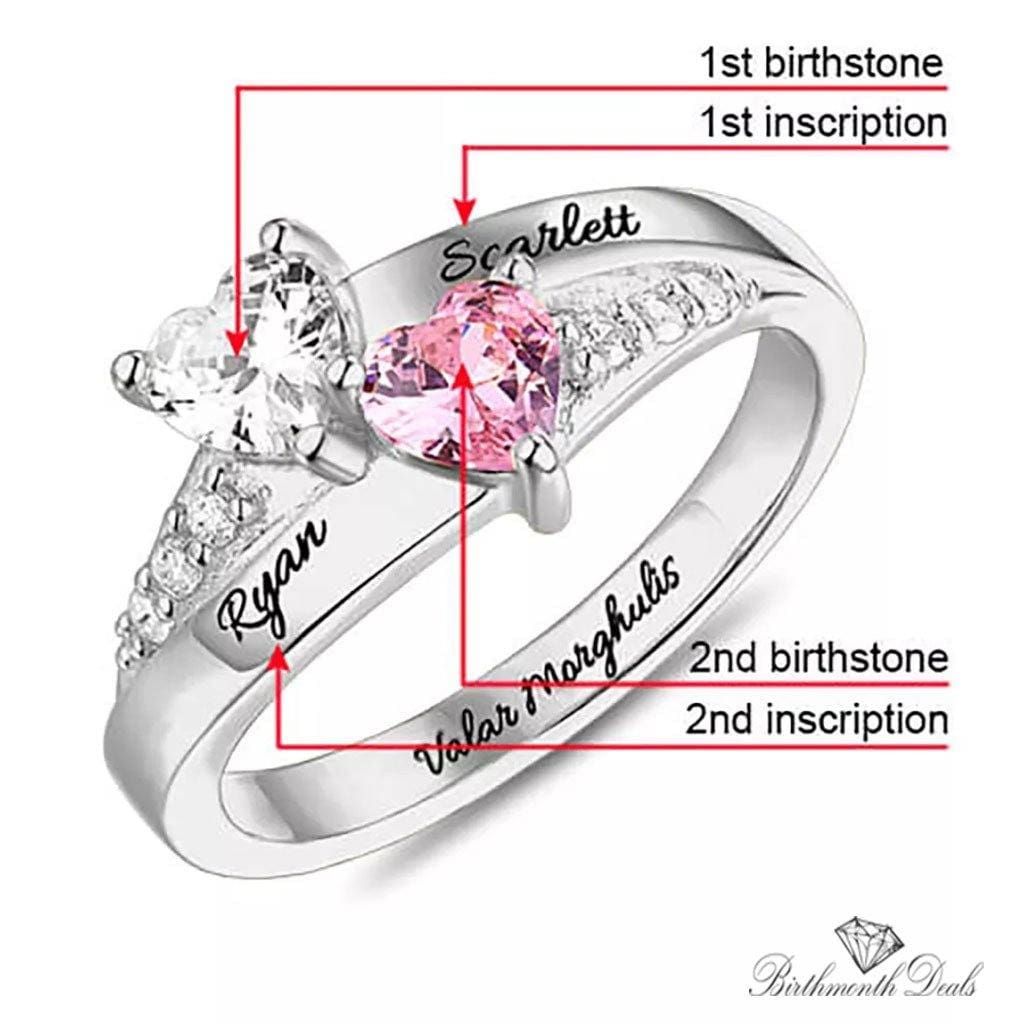 Double Heart Birthstone Ring - Birthmonth Deals