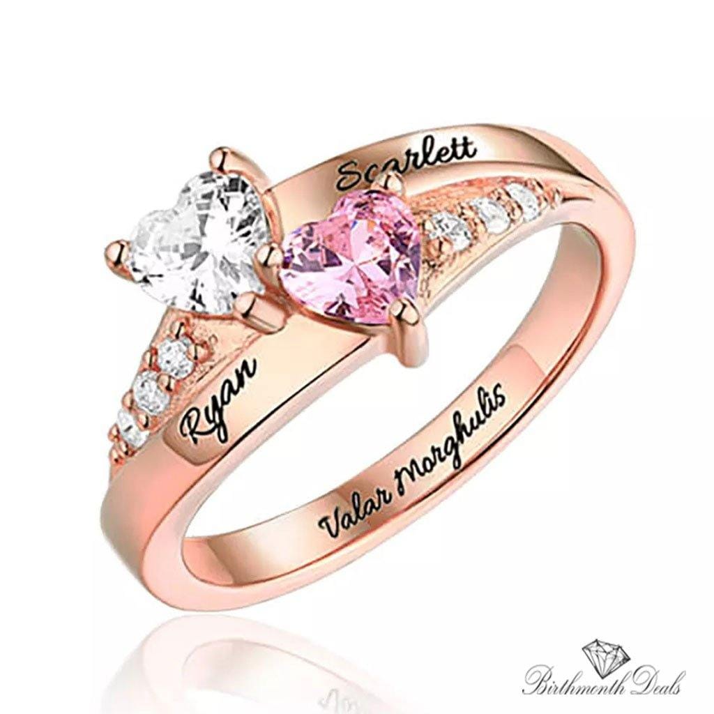 Double Heart Birthstone Ring - Birthmonth Deals