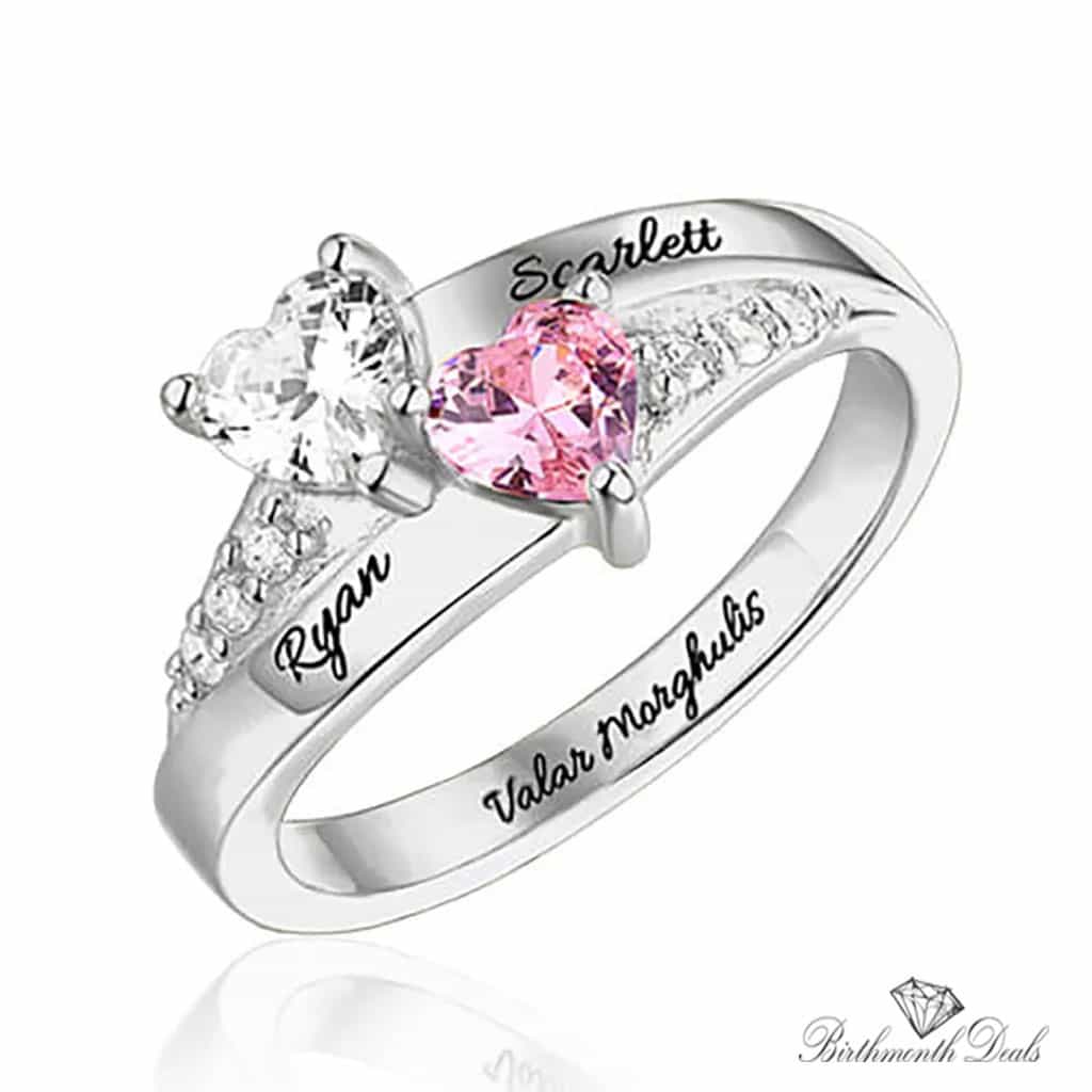 Double Heart Birthstone Ring - Birthmonth Deals