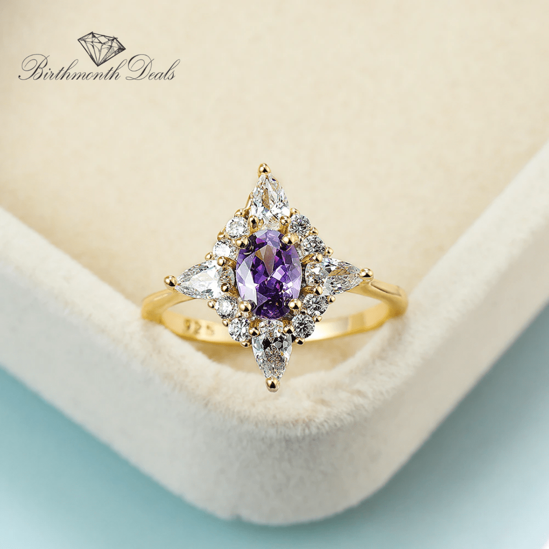 February Amethyst Birthstone Ring - Birthmonth Deals