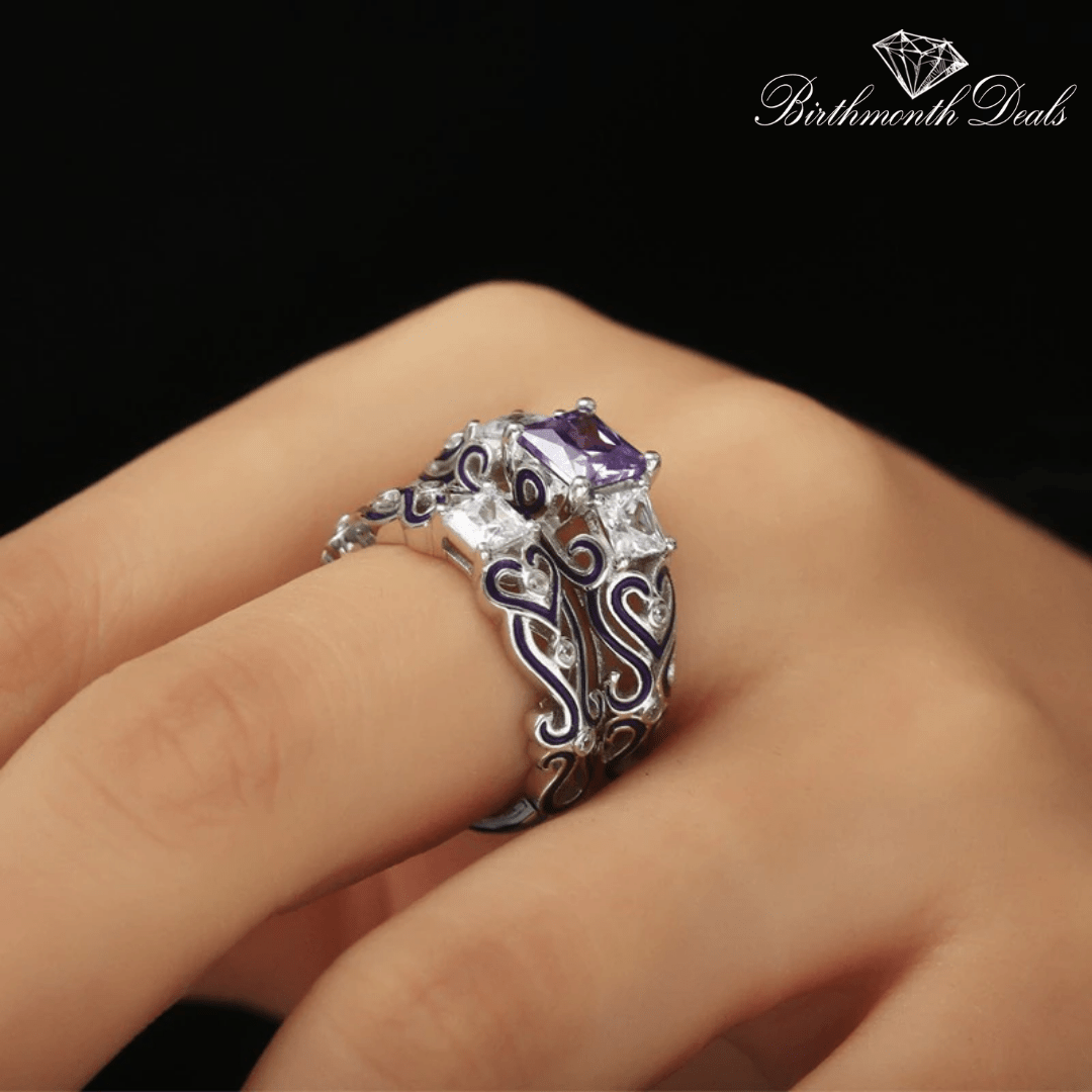 February Amethyst Stacking Birthstone Ring - Birthmonth Deals