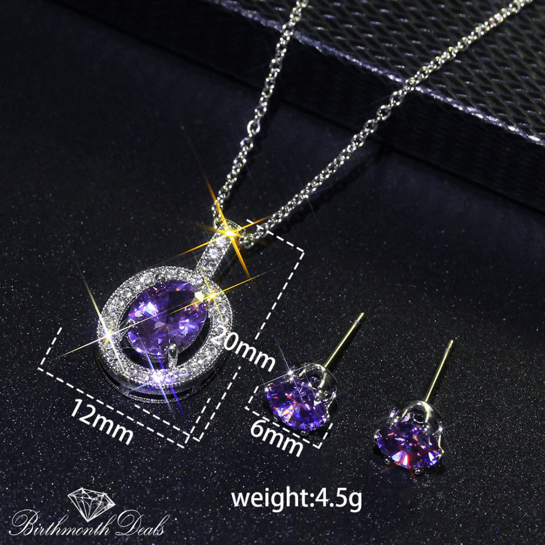 February Amethyst Birthstone Jewelry Set - Birthmonth Deals