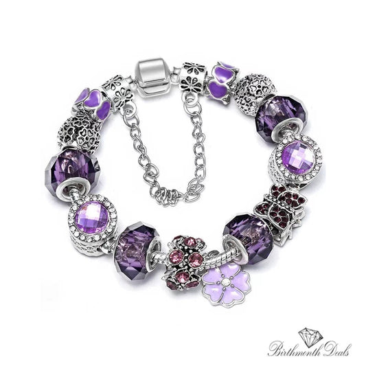 February Amethyst Birthstone Charm Bracelet - Birthmonth Deals