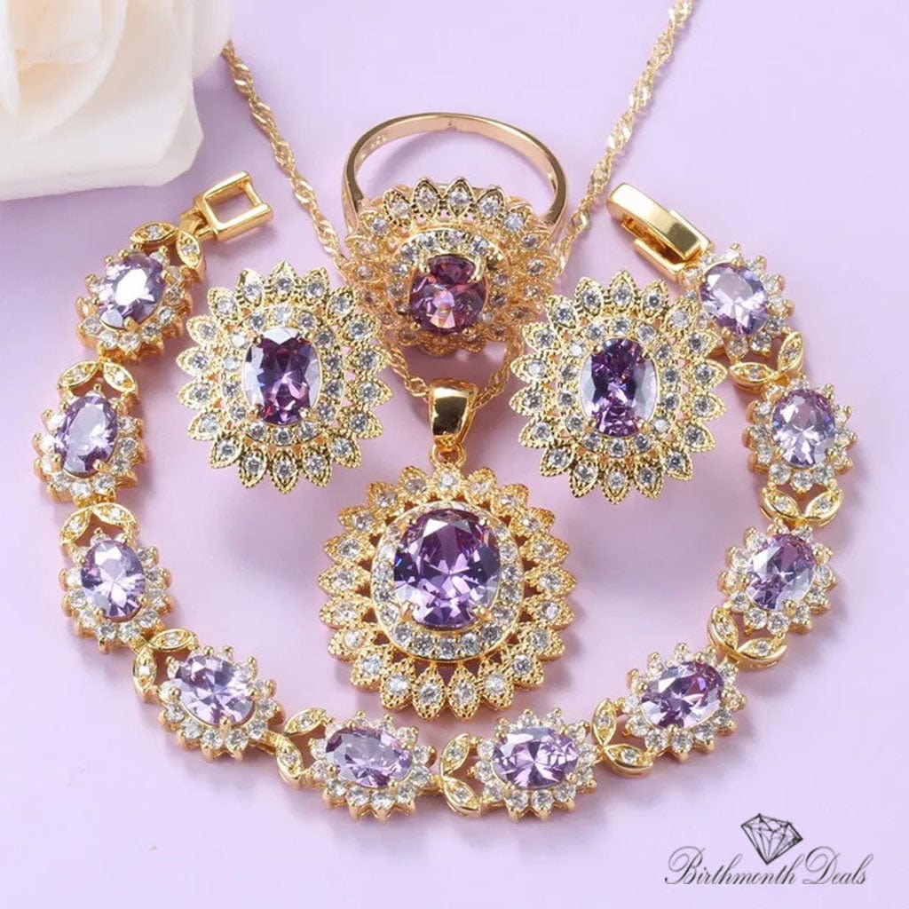 February Amethyst Birthstone Jewelry Set - Birthmonth Deals