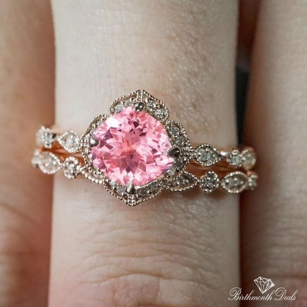 October Pink Tourmaline Birthstone Stacking Ring - Birthmonth Deals