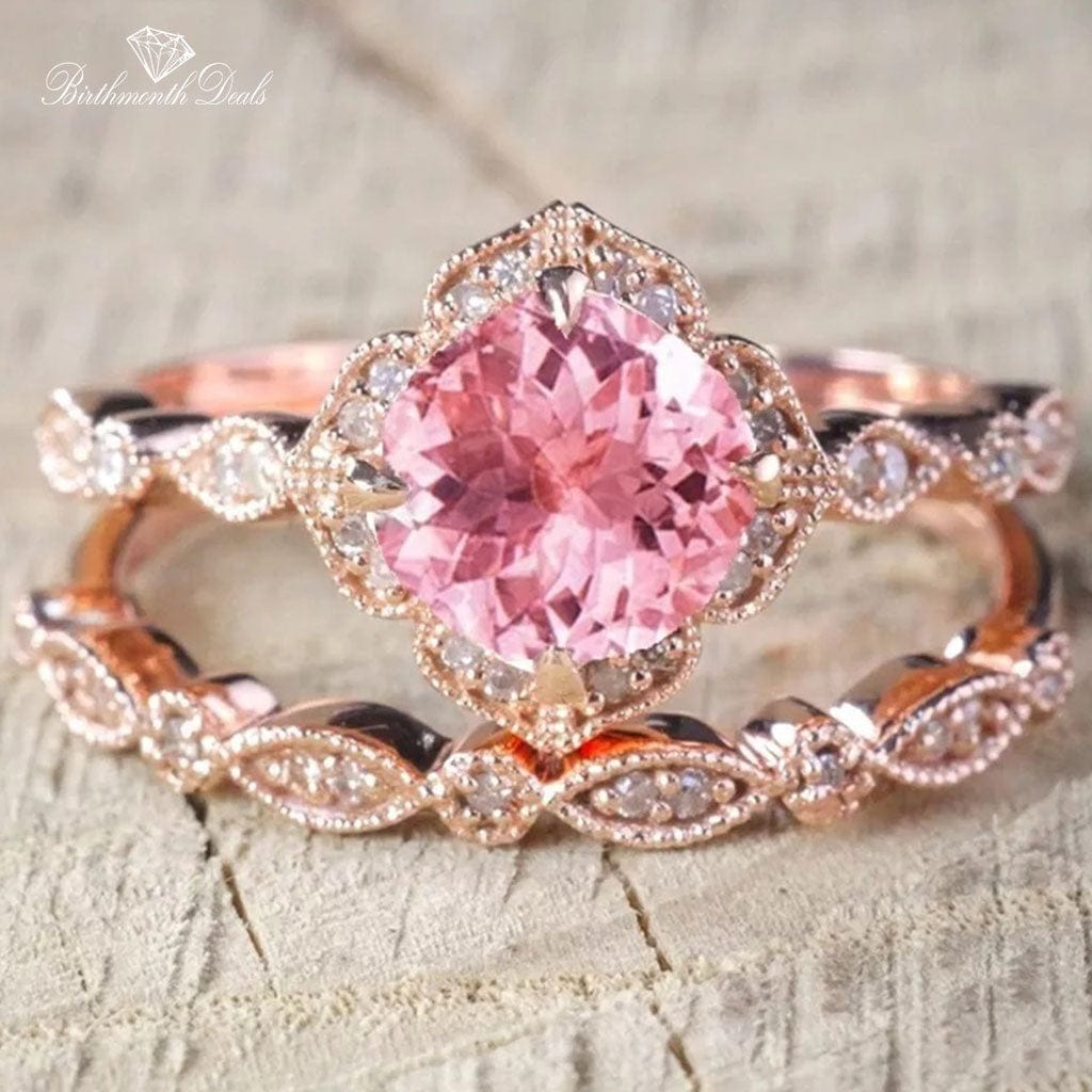 October Pink Tourmaline Birthstone Stacking Ring - Birthmonth Deals