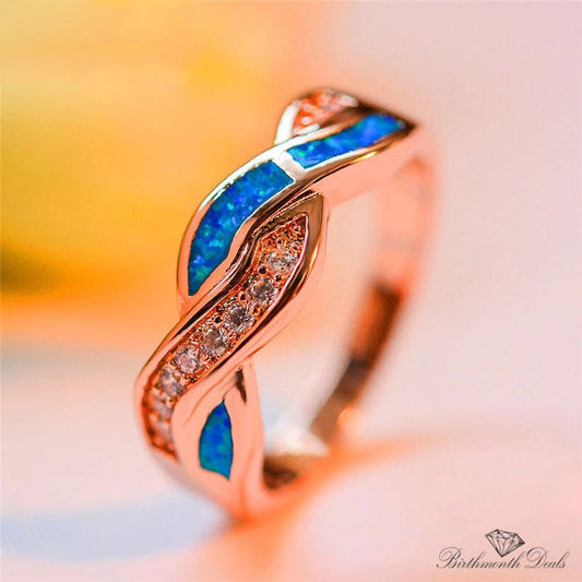 October Blue Opal Birthstone Ring - Birthmonth Deals