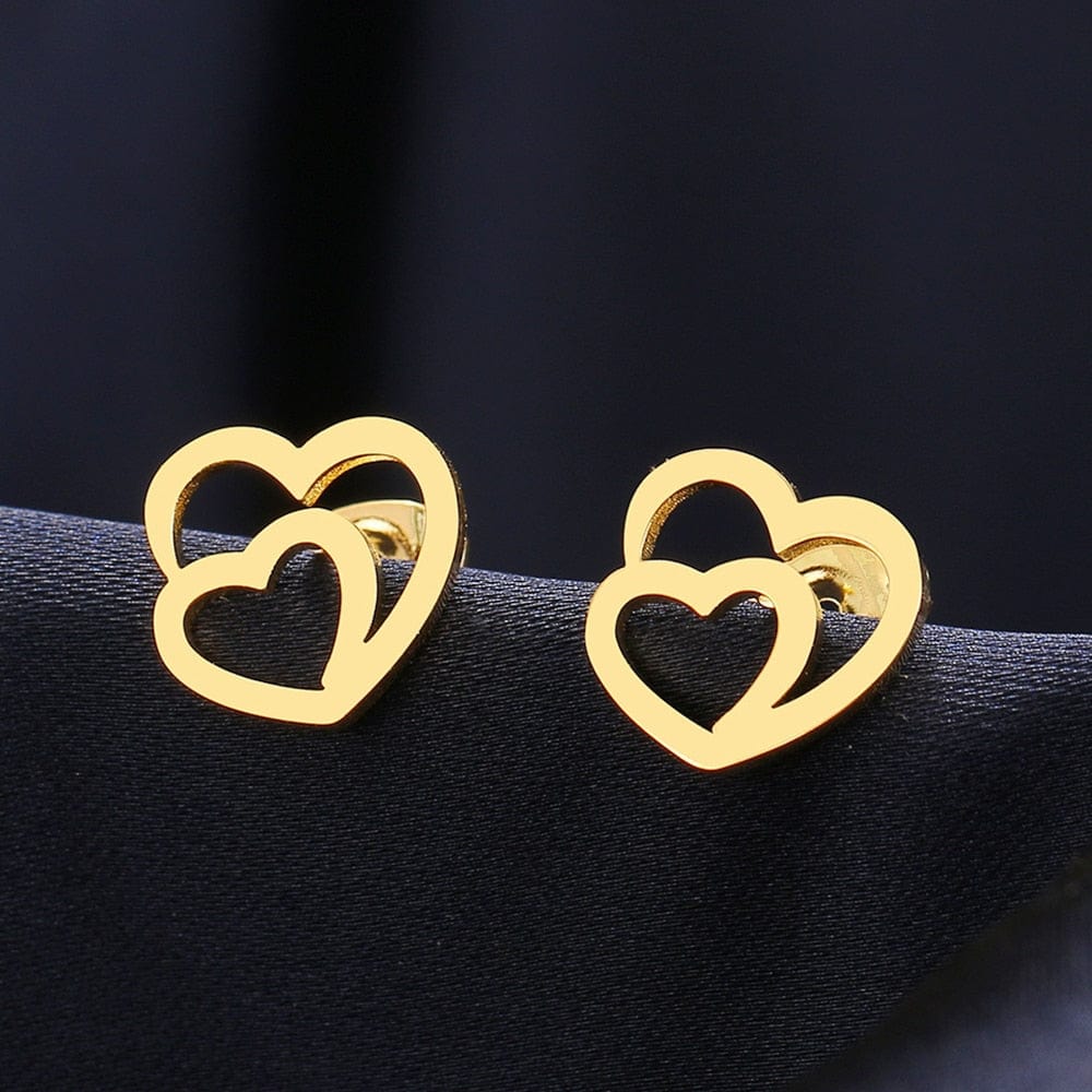 Double Heart Earrings - Birthmonth Deals