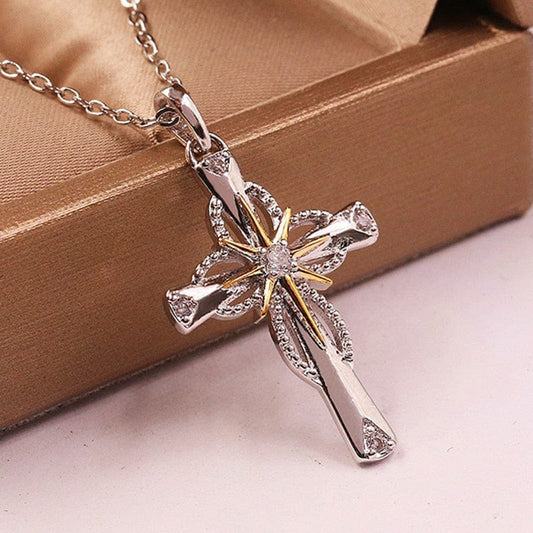 Glowing Star Cross Necklace - Birthmonth Deals