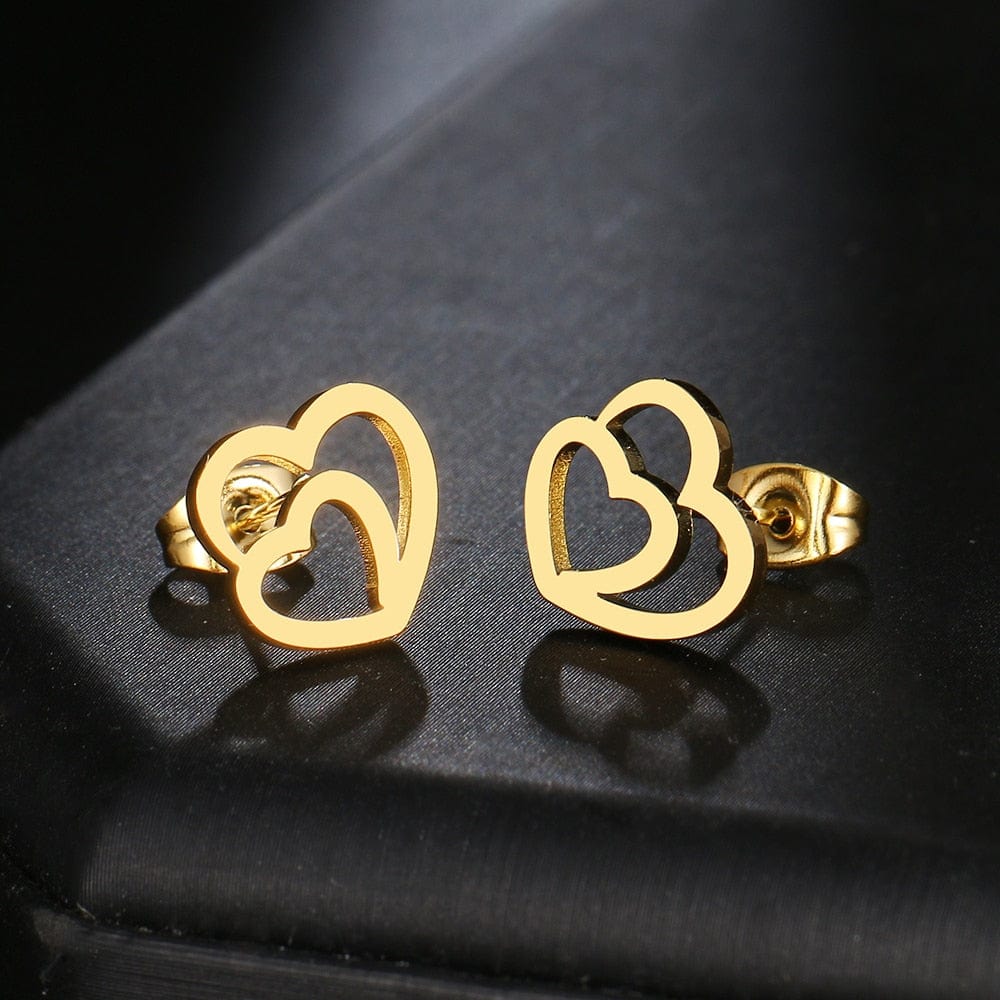 Double Heart Earrings - Birthmonth Deals