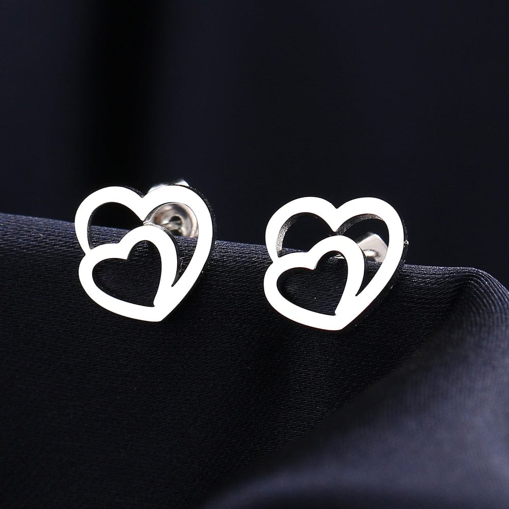 Double Heart Earrings - Birthmonth Deals