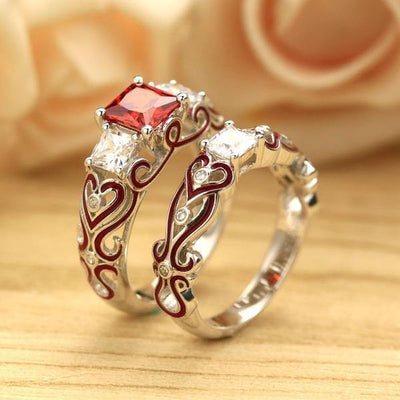 Forever in My Heart Ruby Three-Stone Promise Stacking Ring - Birthmonth Deals