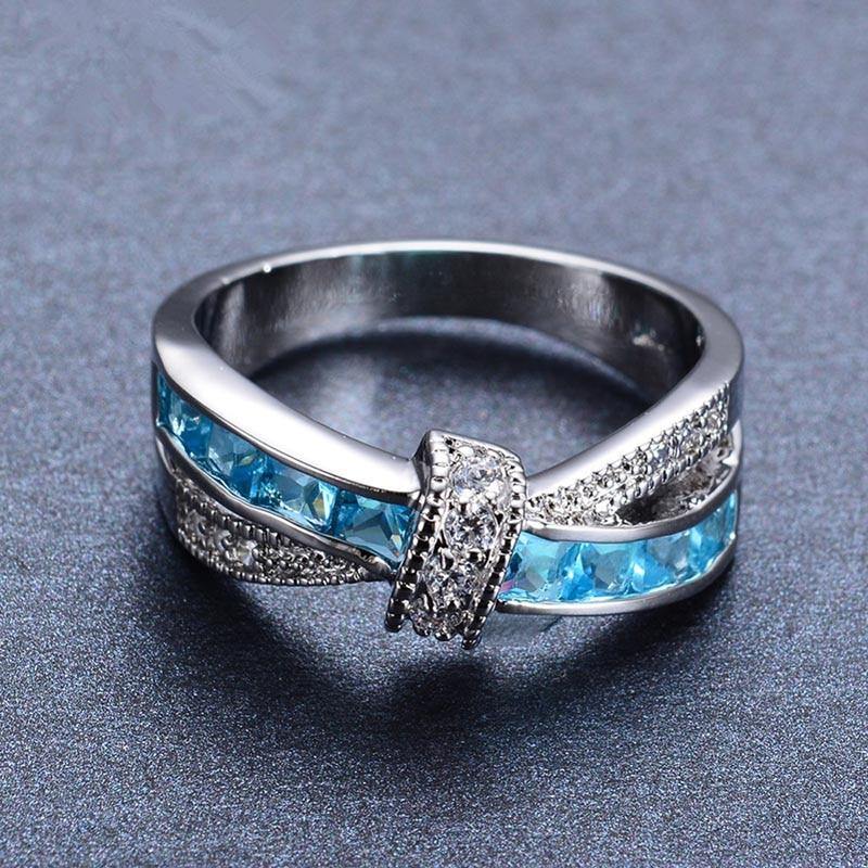 December Zircon Birthstone Bow-Tie Ring - Birthmonth Deals