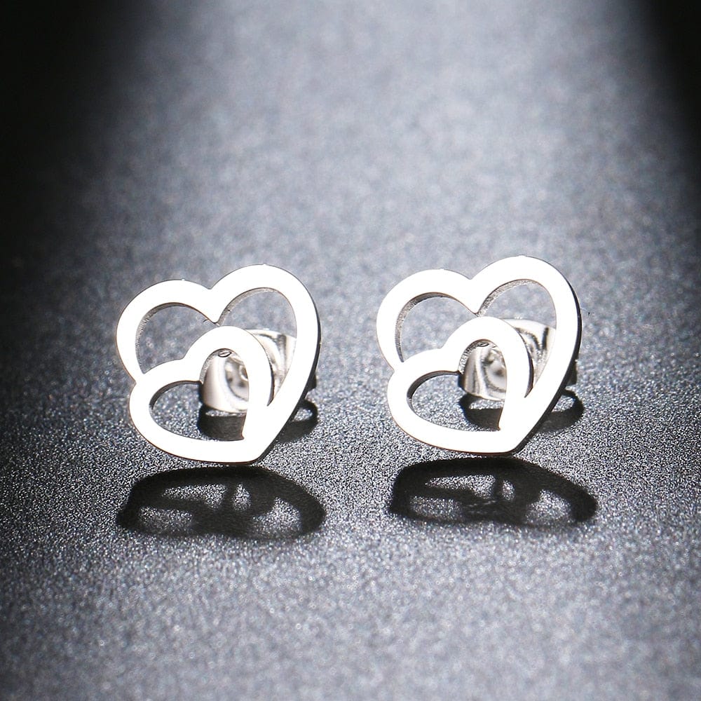 Double Heart Earrings - Birthmonth Deals