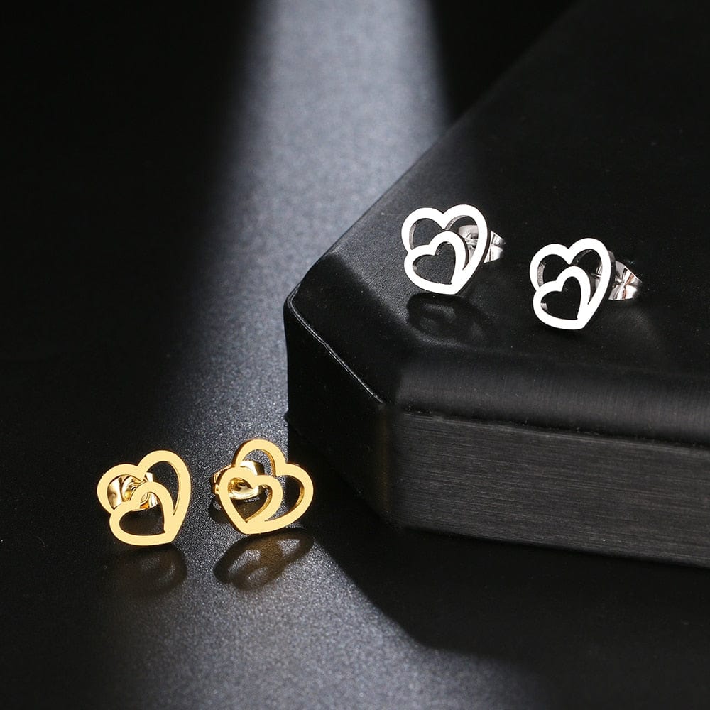 Double Heart Earrings - Birthmonth Deals