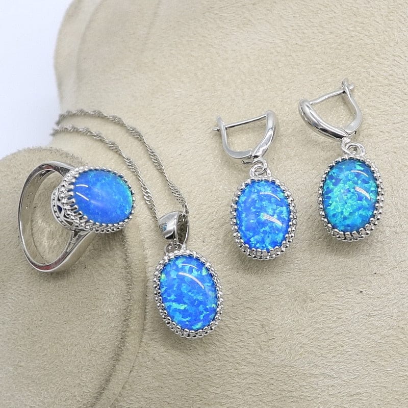 October Blue Opal Birthstone Jewelry Set - Birthmonth Deals