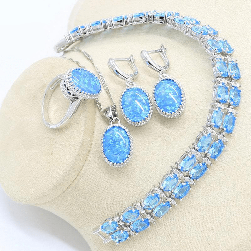 October Blue Opal Birthstone Jewelry Set - Birthmonth Deals