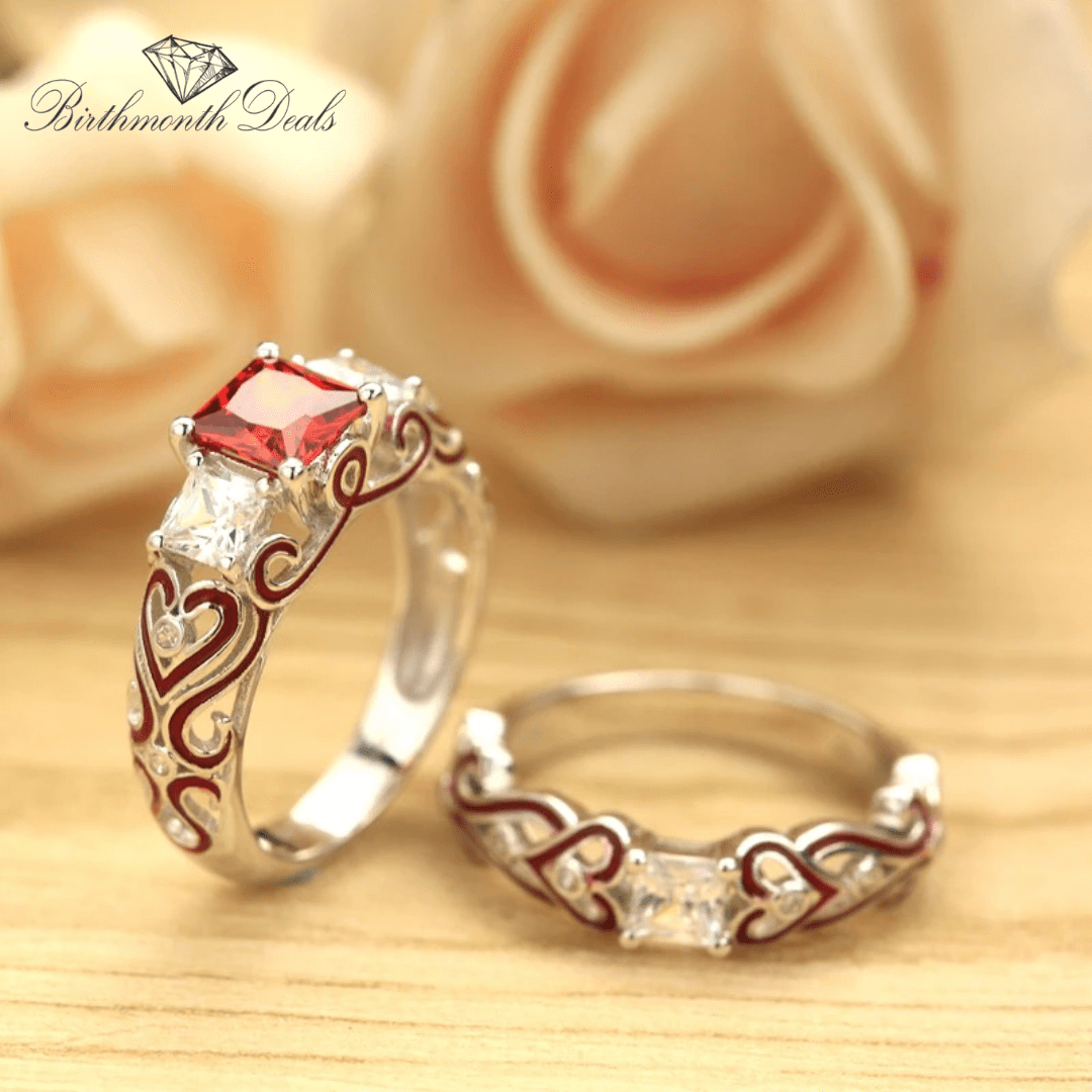 January Garnet Stacking Birthstone Ring - Birthmonth Deals