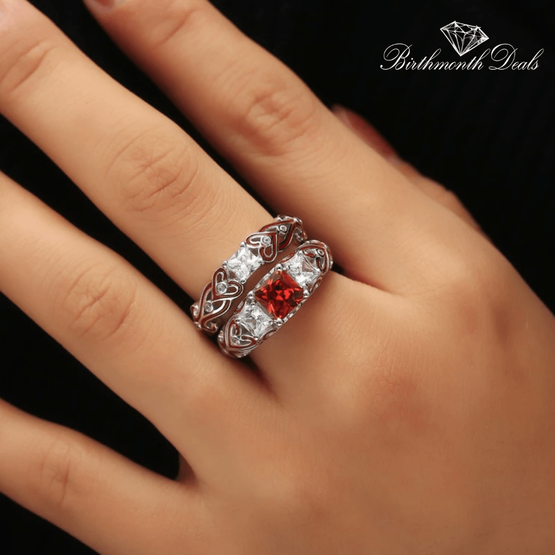 January Garnet Stacking Birthstone Ring - Birthmonth Deals