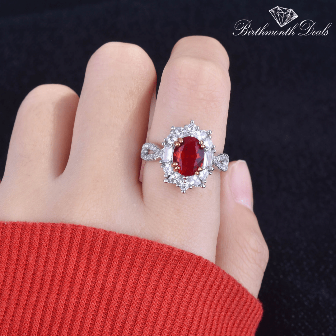 January Garnet Birthstone Ring - Birthmonth Deals