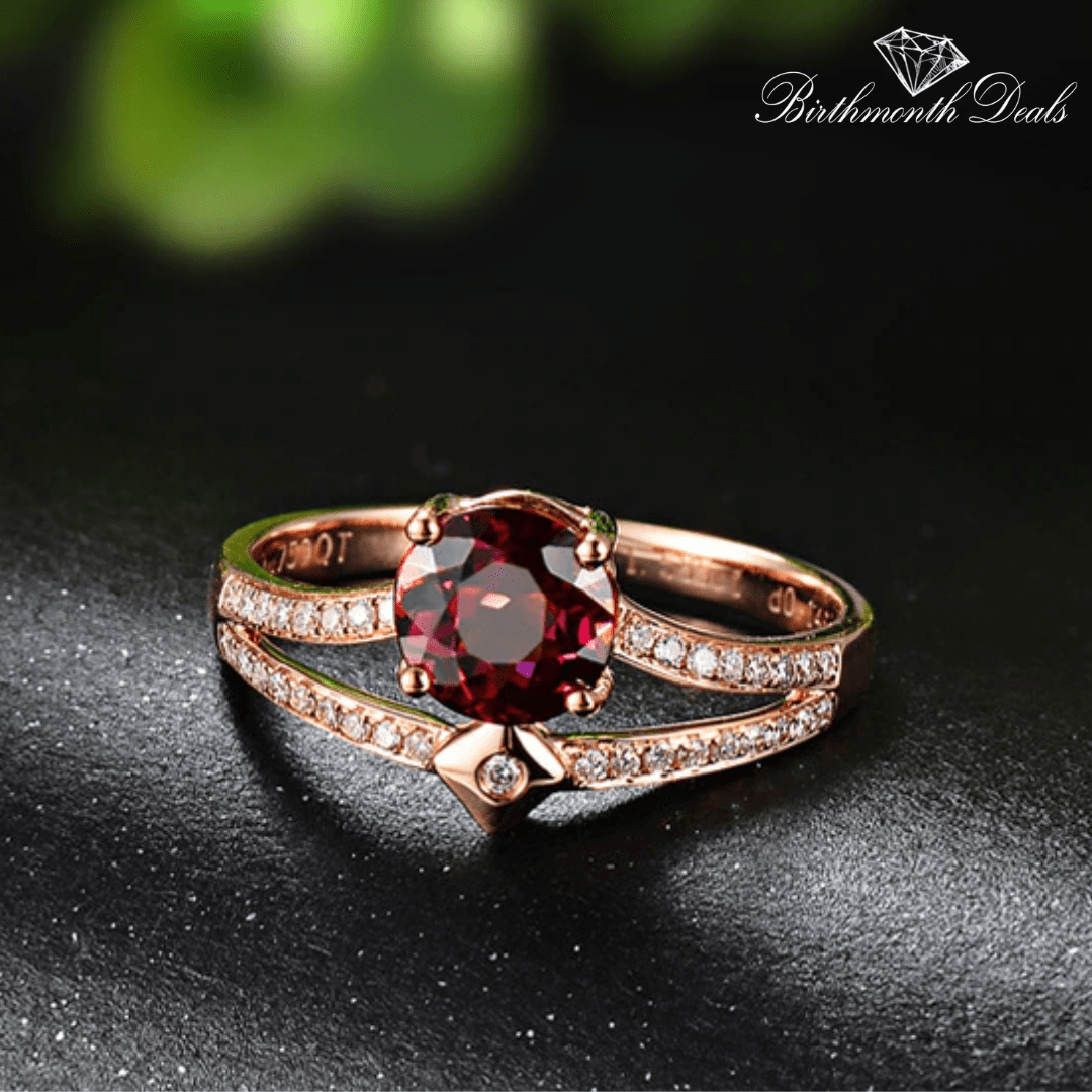 January Garnet Birthstone Ring - Birthmonth Deals