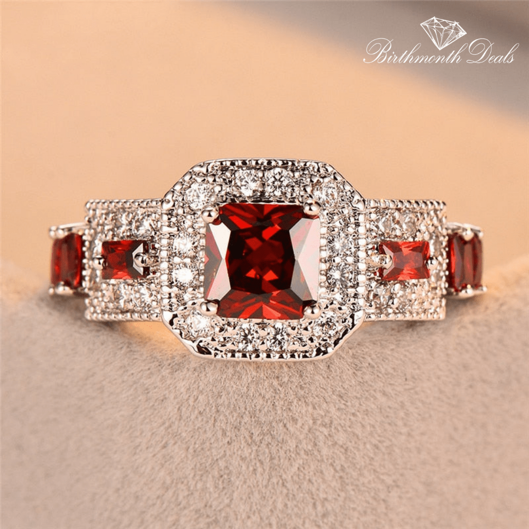 January Garnet Birthstone Ring - Birthmonth Deals