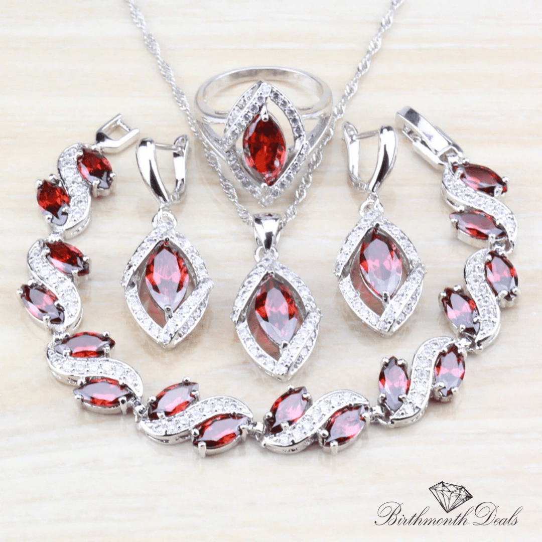 January Garnet Birthstone Jewelry Set - Birthmonth Deals