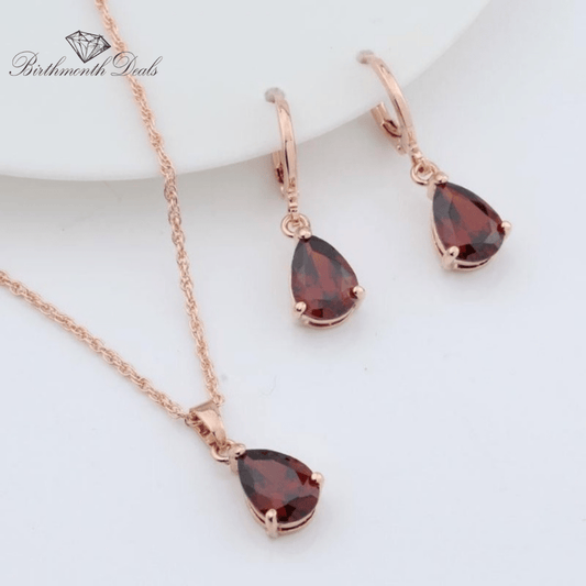 January Garnet Birthstone Jewelry Set - Birthmonth Deals