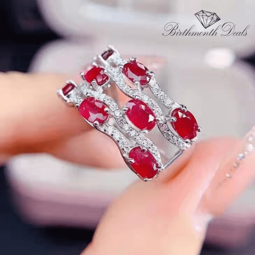 AA Ruby Eternity Bands in 14k Solid White Gold | July Birthstone