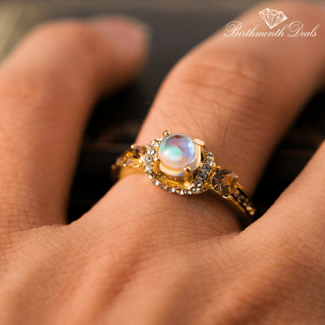 June Moonstone Birthstone Ring - Birthmonth Deals