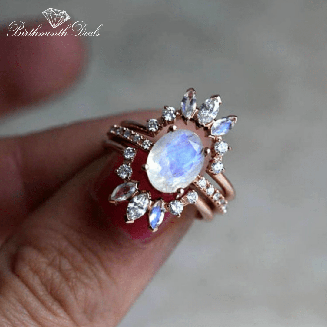 June Moonstone Birthstone Stacking Ring - Birthmonth Deals