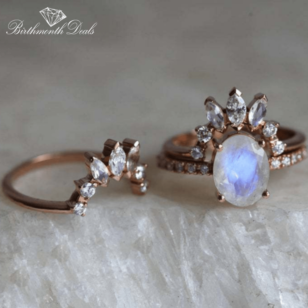 June Moonstone Birthstone Stacking Ring - Birthmonth Deals