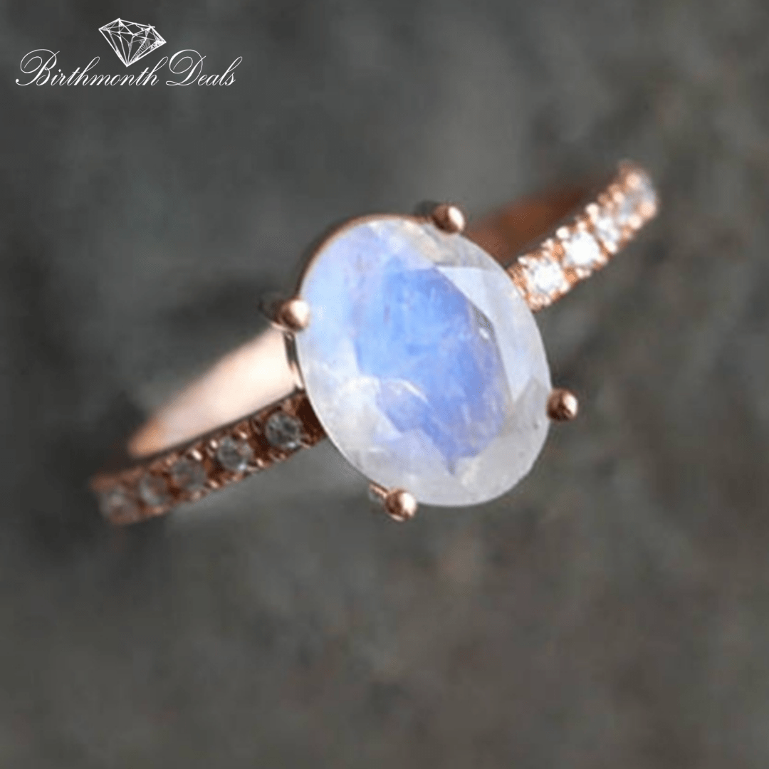 June Moonstone Birthstone Stacking Ring - Birthmonth Deals