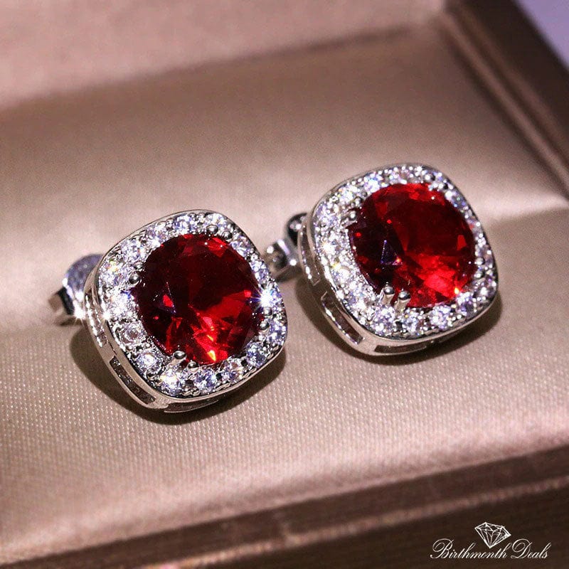 January Garnet Birthstone Earrings - Birthmonth Deals