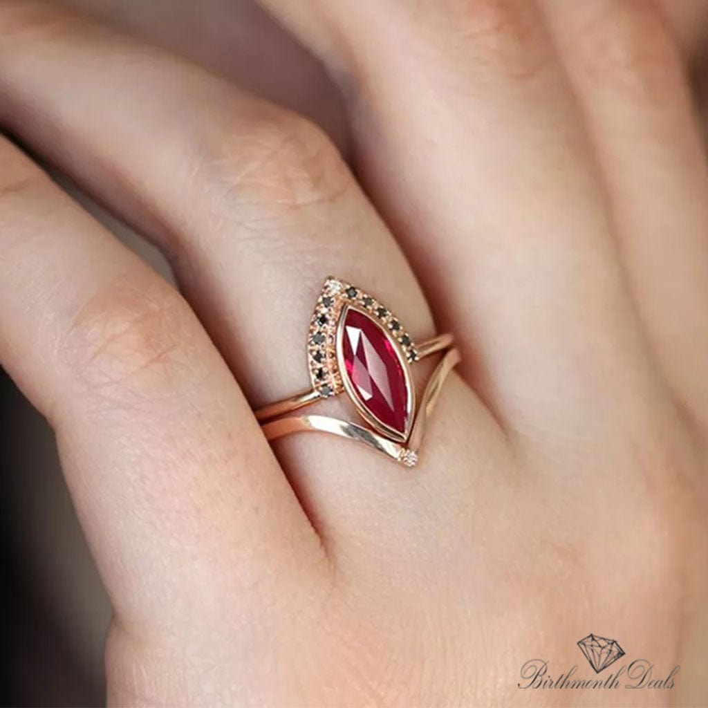 January Garnet Birthstone Stacking Ring - Birthmonth Deals