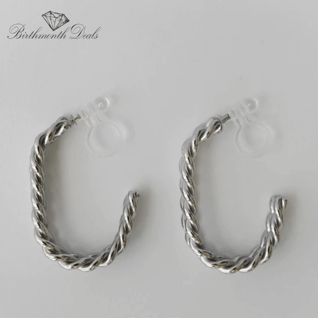 Klern Clip-On Hoop Earrings - Silver - Birthmonth Deals