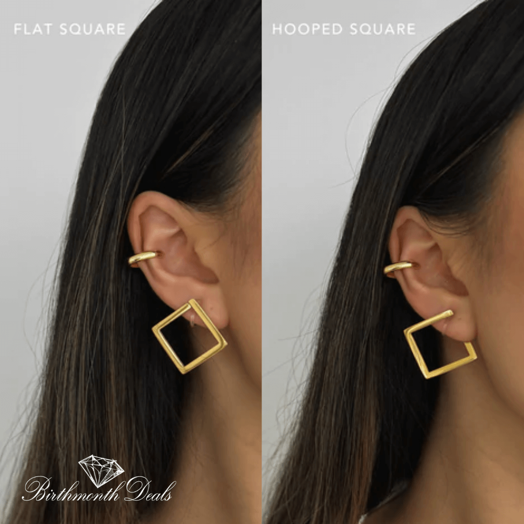 Leah Square Hoop Clip-On Earrings - Birthmonth Deals