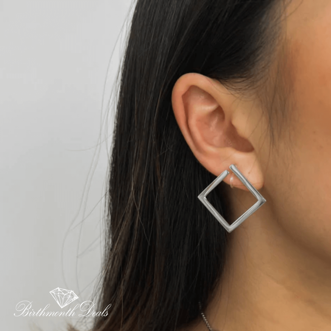 Leah Square Hoop Clip-On Earrings - Silver - Birthmonth Deals