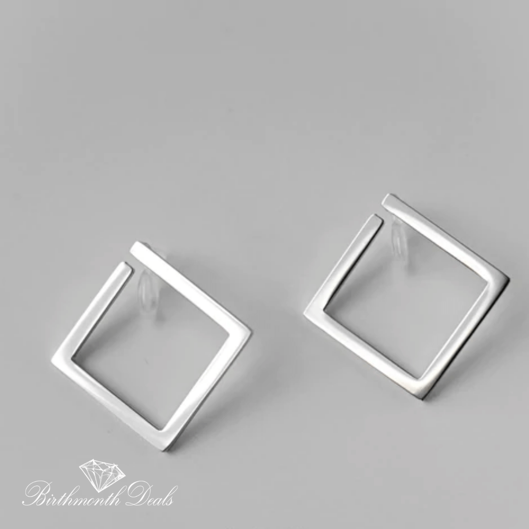 Leah Square Hoop Clip-On Earrings - Silver - Birthmonth Deals