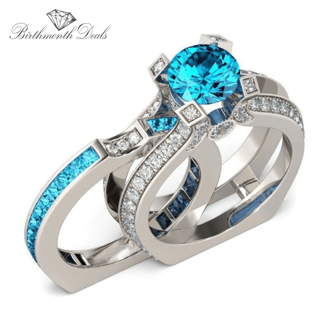 March Aquamarine Birthstone Ring - Birthmonth Deals