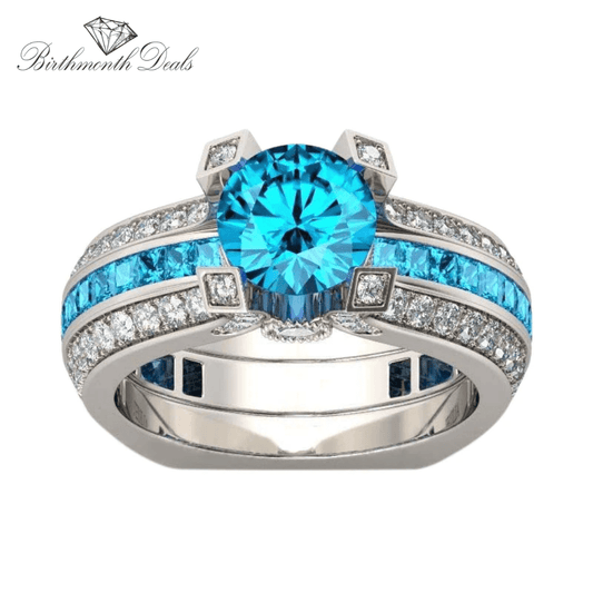 March Aquamarine Birthstone Ring - Birthmonth Deals