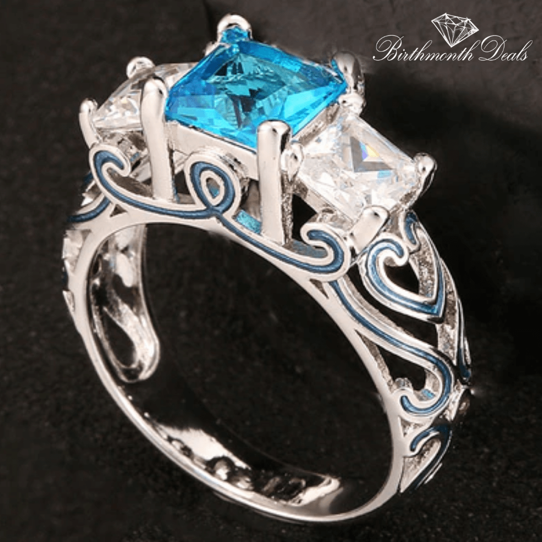 March Aquamarine Birthstone Ring - Birthmonth Deals