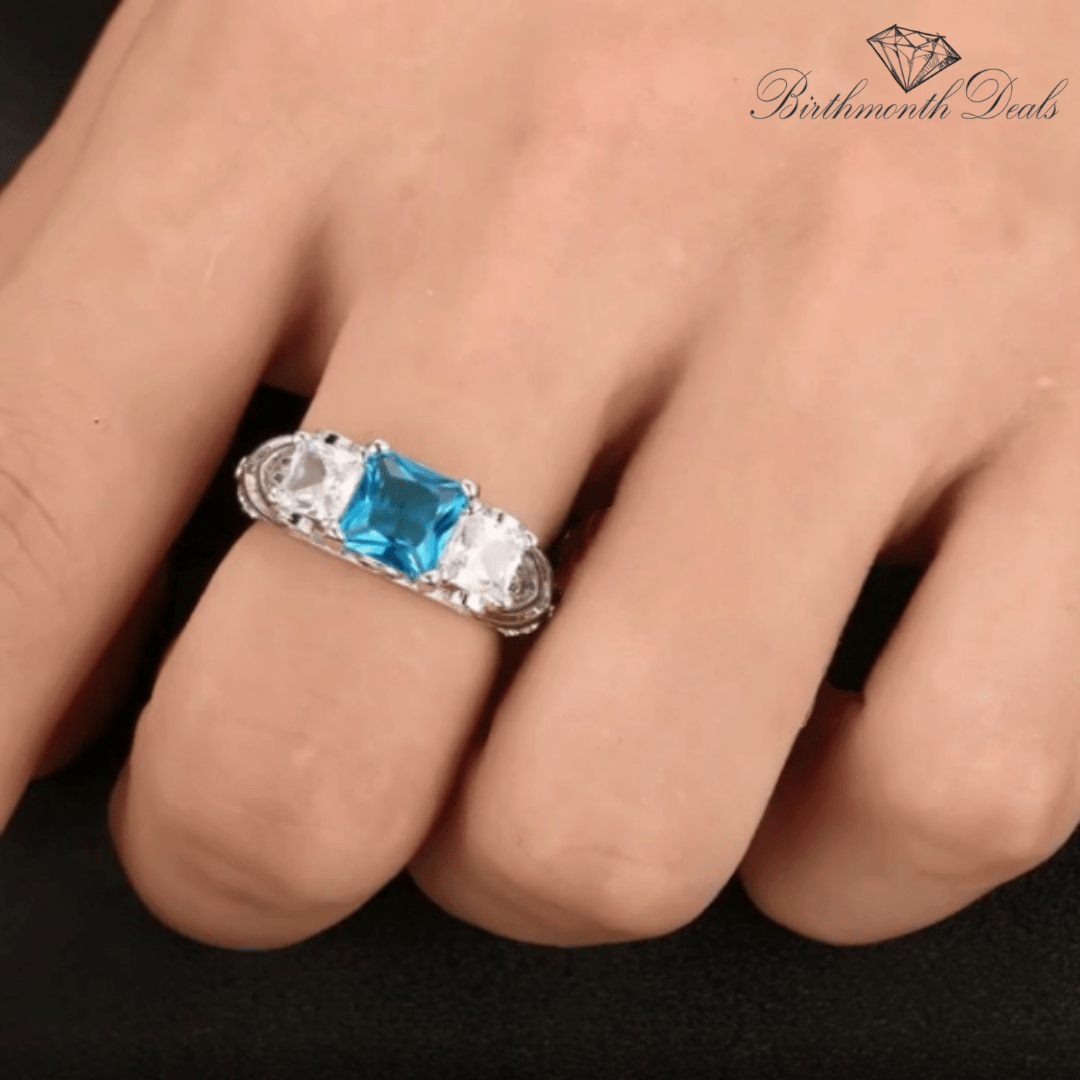 March Aquamarine Birthstone Ring - Birthmonth Deals