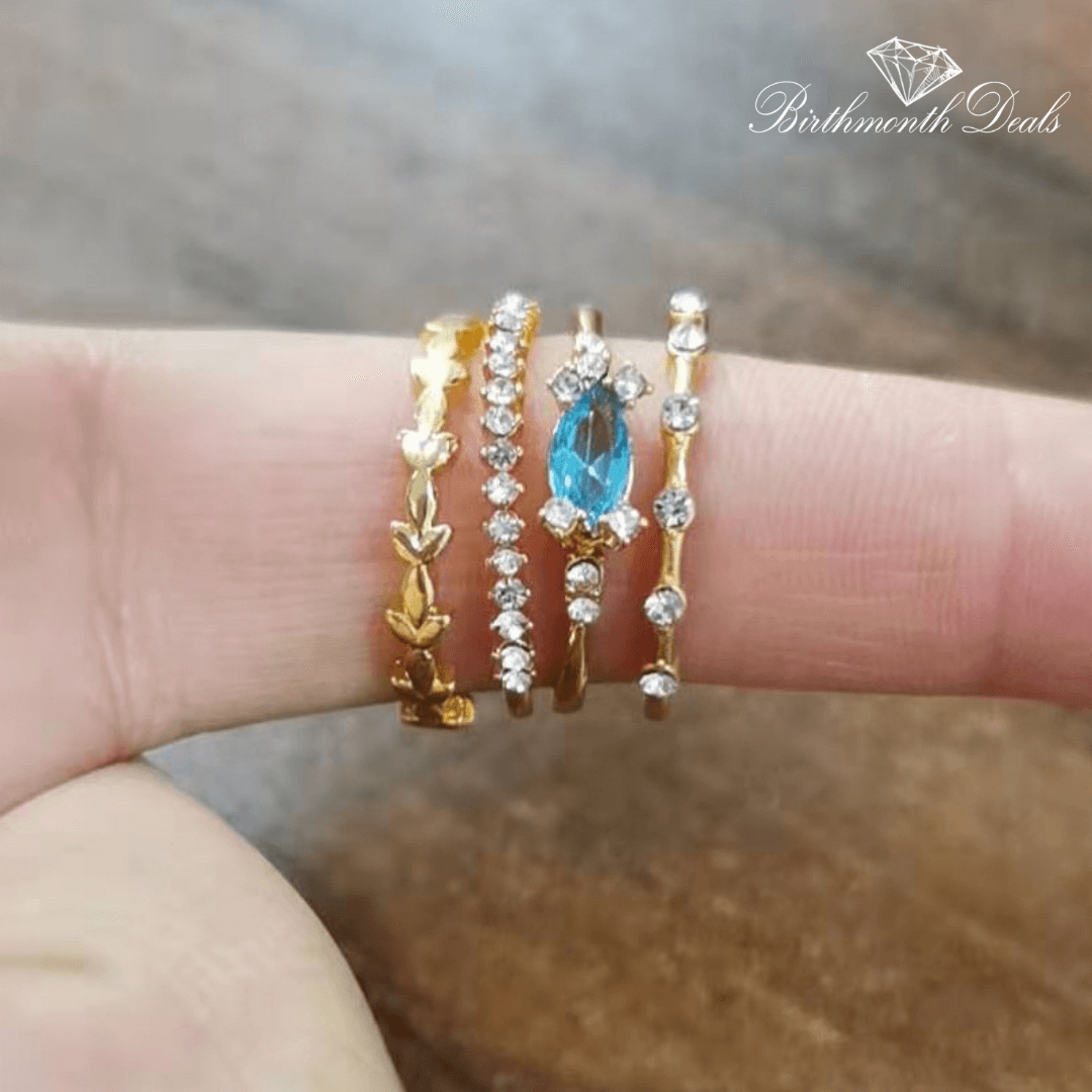 March Aquamarine Birthstone Stacking Ring - Birthmonth Deals