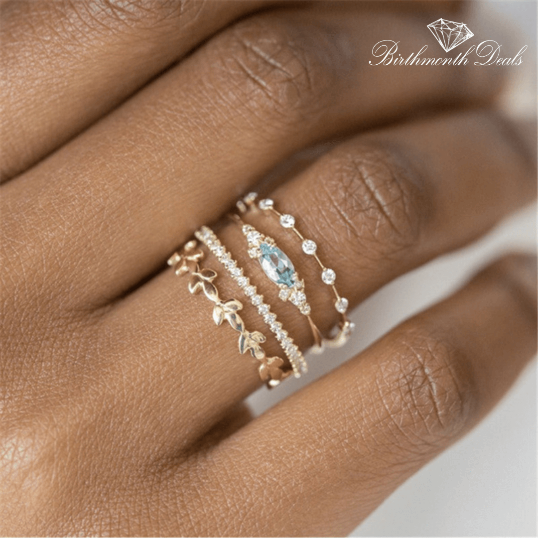 March Aquamarine Birthstone Stacking Ring - Birthmonth Deals