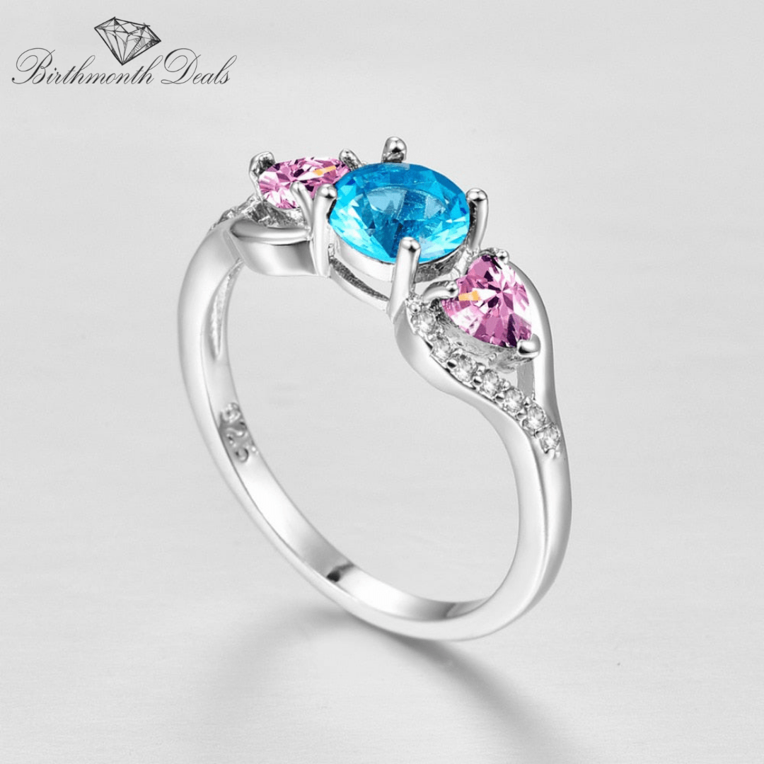 March Aquamarine Birthstone Ring - Birthmonth Deals