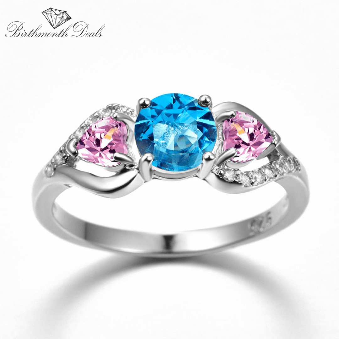 March Aquamarine Birthstone Ring - Birthmonth Deals