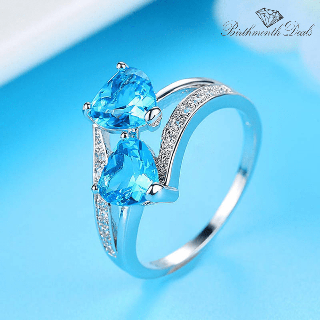 March Aquamarine Birthstone Ring - Birthmonth Deals