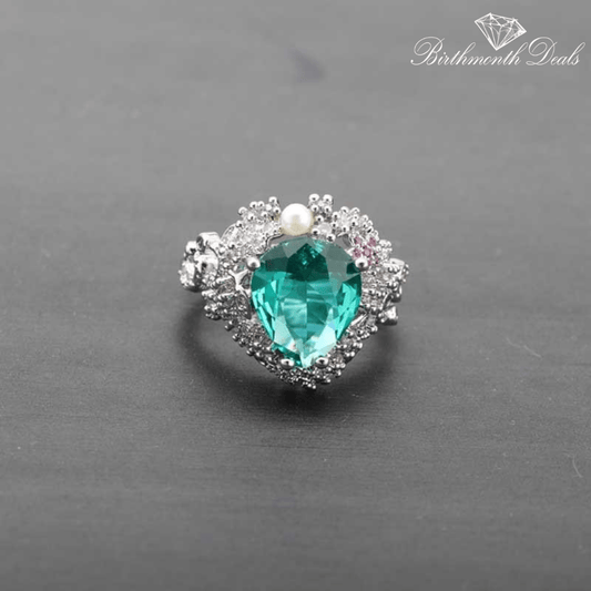 March Aquamarine Birthstone Ring - Birthmonth Deals